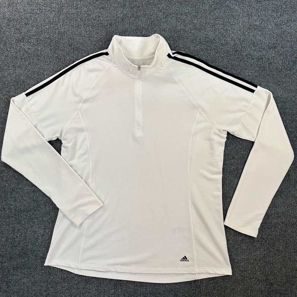 Adidas Golf Women’s Quarter Zip Pullover Sporty 3 Stripe Athletic Long Sleeve XL